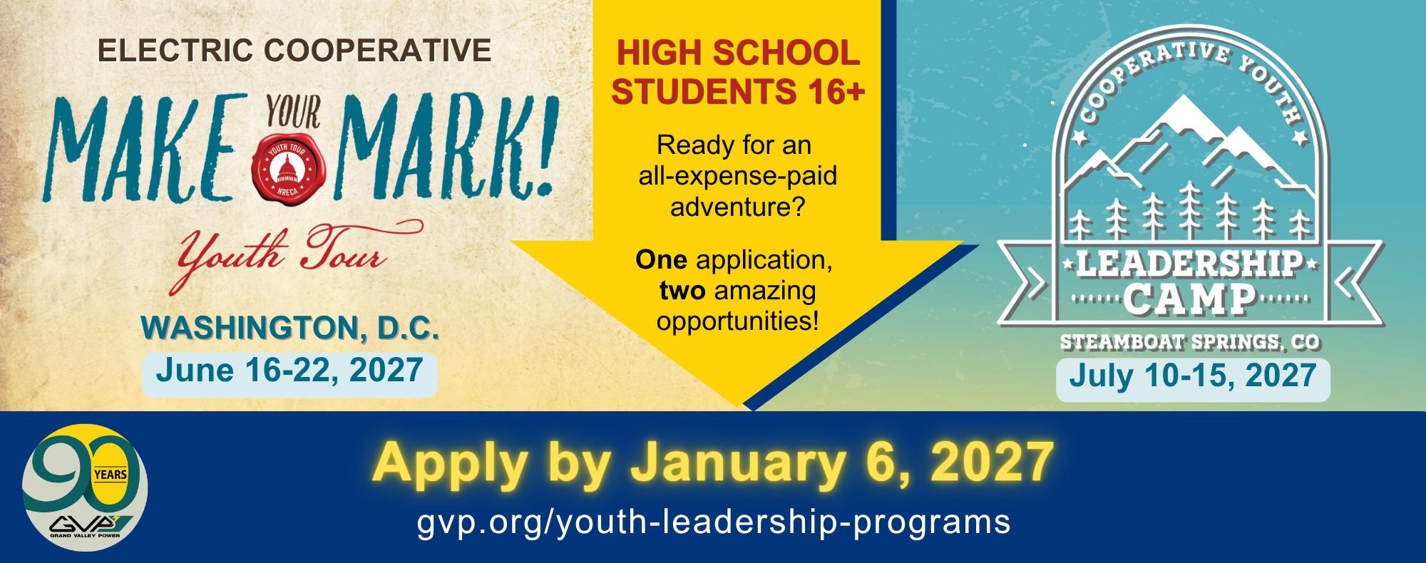 Invitation for students to apply for youth programs